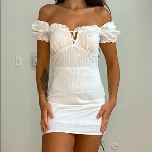White Puff Sleeve Mini Dress Size XS